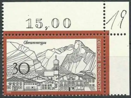 DEUTSCHLAND 1970 Mi-Nr. 622 Eckrand ** MNH