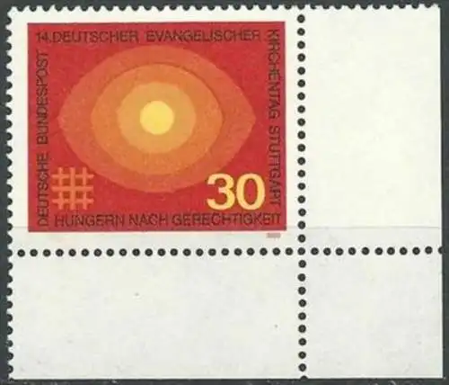 DEUTSCHLAND 1969 Mi-Nr. 595 Eckrand ** MNH