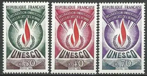 FRANKREICH 1969 Mi-Nr. 9/11 UNESCO ** MNH