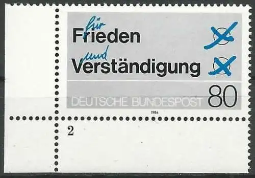 DEUTSCHLAND 1984 Mi-Nr. 1231 Eckrand mit Formnummer 2 ** MNH