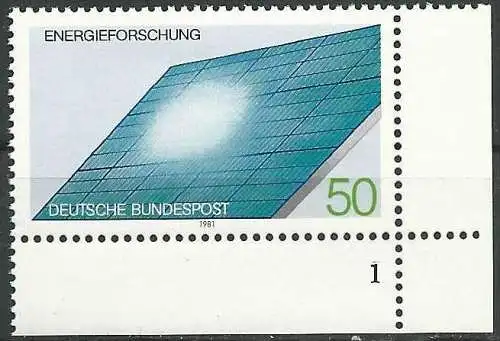 DEUTSCHLAND 1981 Mi-Nr. 1101 Eckrand mit Formnummer 1 ** MNH