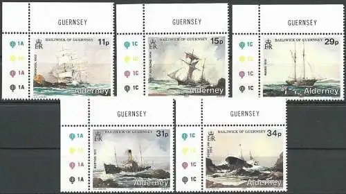 ALDERNEY 1987 Mi-Nr. 32/36 Eckrand ** MNH