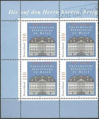 DEUTSCHLAND 1998 Mi-Nr. 2011 Viererblock ** MNH