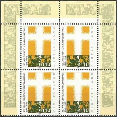 DEUTSCHLAND 1998 Mi-Nr. 1995 Viererblock ** MNH