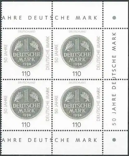 DEUTSCHLAND 1998 Mi-Nr. 1996 Viererblock ** MNH