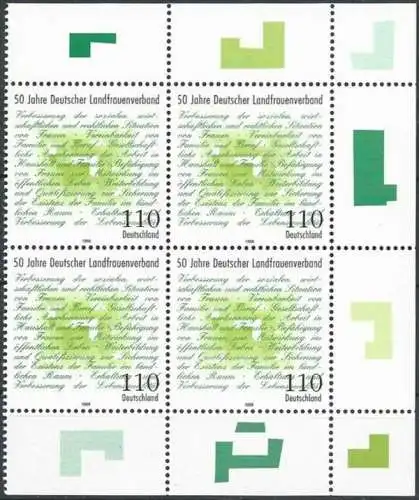 DEUTSCHLAND 1998 Mi-Nr. 1988 Viererblock ** MNH