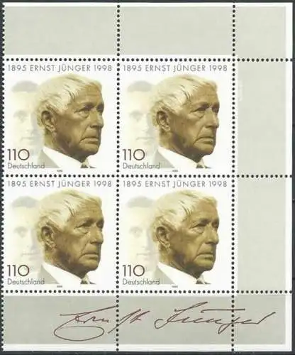 DEUTSCHLAND 1998 Mi-Nr. 1984 Viererblock ** MNH