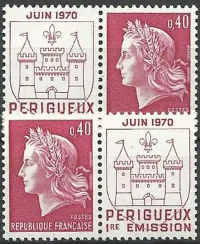 FRANKREICH 1970 Mi-Nr. 1650 Zierfeld 2x Zusammendrucke ** MNH