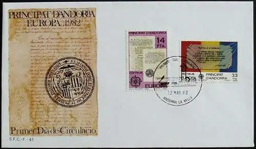 SPAN. ANDORRA 1982 Mi-Nr. 153/54 CEPT FDC