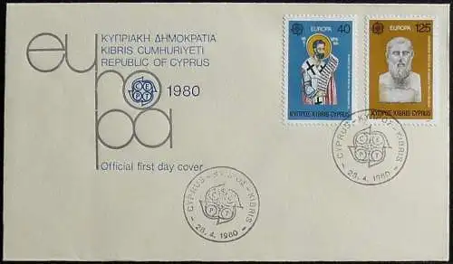 ZYPERN 1980 Mi-Nr. 520/21 CEPT FDC