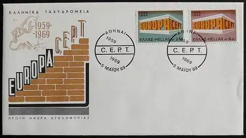 GRIECHENLAND 1969 Mi-Nr. 1004/05 CEPT FDC