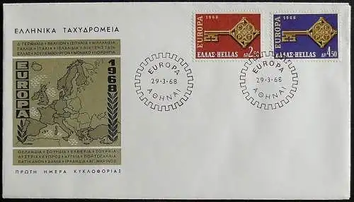 GRIECHENLAND 1968 Mi-Nr. 974/75 CEPT FDC