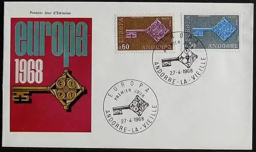 FRANZ. ANDORRA 1968 Mi-Nr. 208/09 CEPT FDC