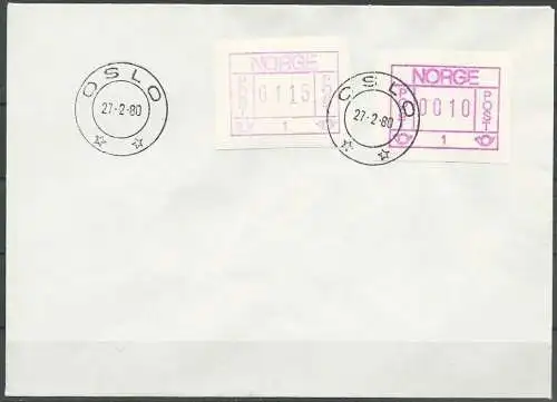 NORWEGEN 1980 Mi-Nr. ATM 1.1ya auf Brief