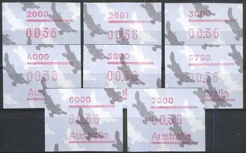 AUSTRALIEN 1986 Mi-Nr. ATM 6. - 6.8 ** MNH