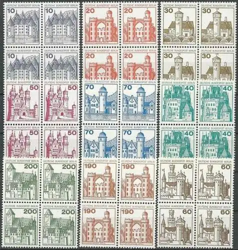 BERLIN 1977 Mi-Nr. 532/40 Viererblocks ** MNH