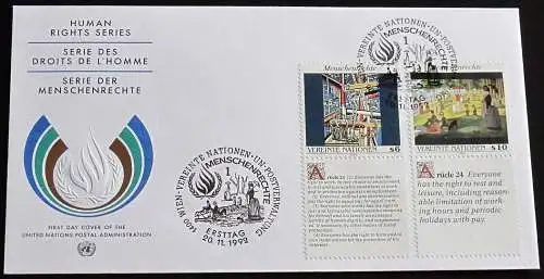 UNO WIEN 1992 Mi-Nr. 139/40 FDC