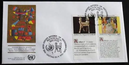 UNO WIEN 1991 Mi-Nr. 123/24 FDC
