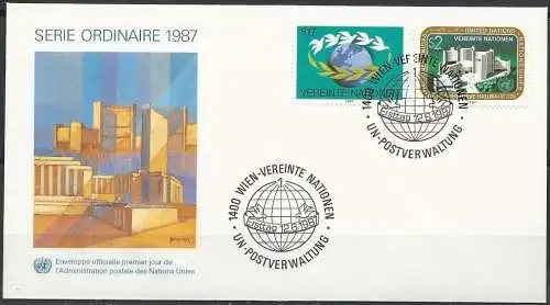 UNO WIEN 1987 Mi-Nr. 73/74 FDC