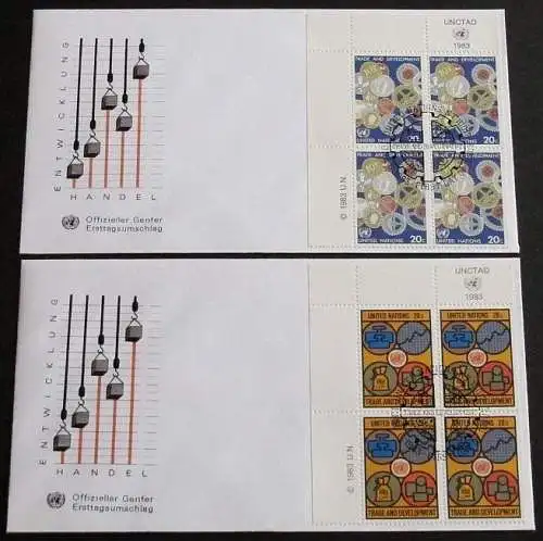 UNO NEW YORK 1983 Mi-Nr. 420/21 Viererblock FDC