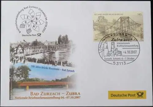 DEUTSCHLAND 2007 Zubra Bad Zurzach 04.10.2007 Messebrief Deutsche Post