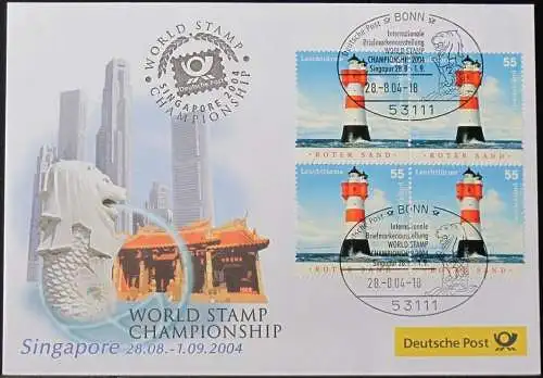 DEUTSCHLAND 2004 World stamp Championchip Singapore 28.08.2004 Messebrief Deutsche Post