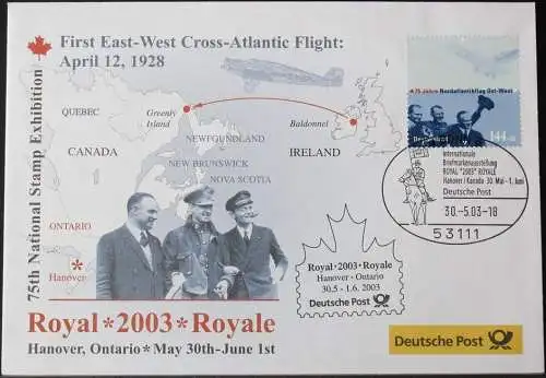 DEUTSCHLAND 2003 Royal 2003 Hanover Ontario 30.05.2003 Messebrief Deutsche Post