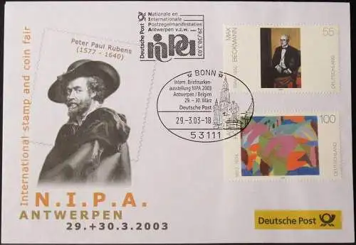 DEUTSCHLAND 2003 N.I.P.A. Antwerpen 29.03.2003 Messebrief Deutsche Post