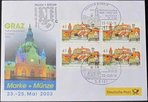 DEUTSCHLAND 2003 Marke + Münze Graz 23.05.2003 Messebrief Deutsche Post