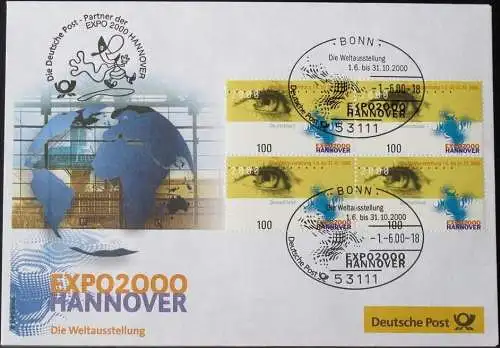 DEUTSCHLAND 2000 Expo2000 Hannover 01.06.2000 Messebrief Deutsche Post
