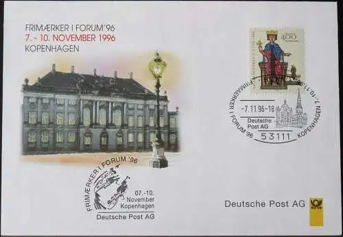 DEUTSCHLAND 1996 Frimaerker I Forum Kopenhagen 07.11.1996 Messebrief Deutsche Post
