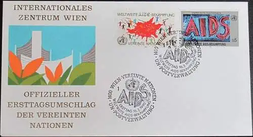UNO WIEN 1990 Mi-Nr. 100/01  FDC