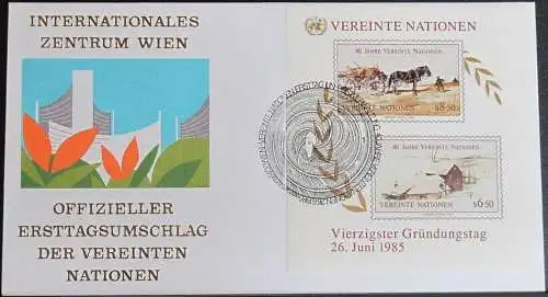 UNO WIEN 1985 Mi-Nr. Block 2  FDC