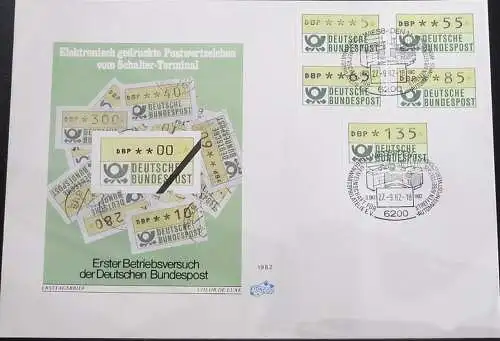 DEUTSCHLAND 1982 Mi-Nr. ATM 1.1 hu VS 4 Automatenmarken FDC als Einschreiben