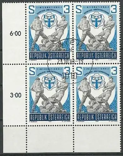 ÖSTERREICH 1981 Mi-Nr. 1688 Eckrand-Viererblock o used aus Abo