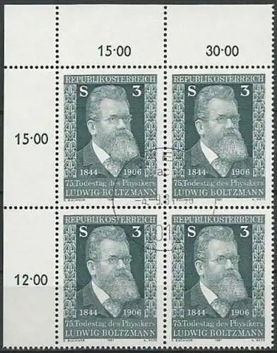 ÖSTERREICH 1981 Mi-Nr. 1677 Eckrand-Viererblock o used aus Abo