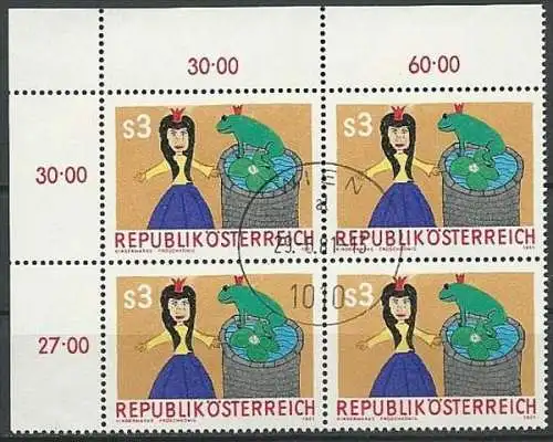 ÖSTERREICH 1981 Mi-Nr. 1674 Eckrand-Viererblock o used aus Abo