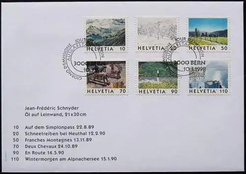 SCHWEIZ 1998 Mi-Nr. 1643/48 FDC