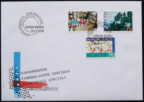 SCHWEIZ 1998 Mi-Nr. 1640/42 FDC