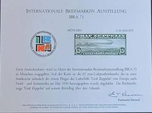 USA 1973 Souvenir Card München IBRA 73