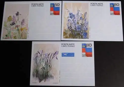 LIECHTENSTEIN 1987 Mi-Nr. P 85/87 Ganzsache ungebraucht