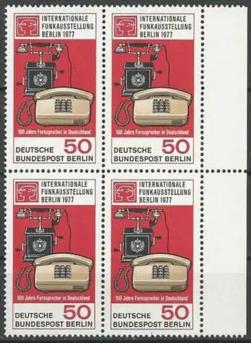 BERLIN 1977 Mi-Nr. 549 Viererblock ** MNH