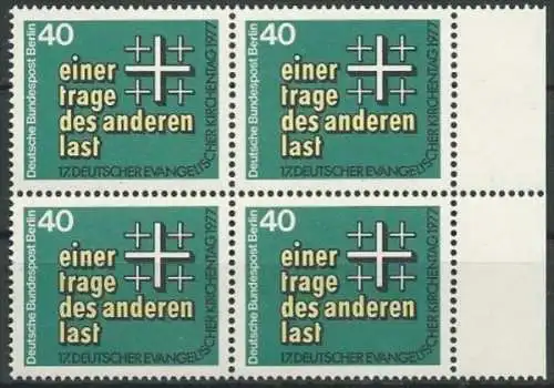 BERLIN 1977 Mi-Nr. 548 Viererblock ** MNH