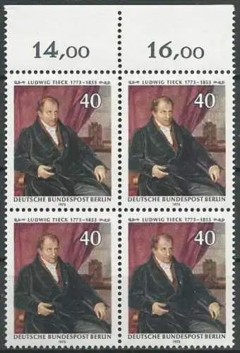 BERLIN 1973 Mi-Nr. 452 Viererblock ** MNH