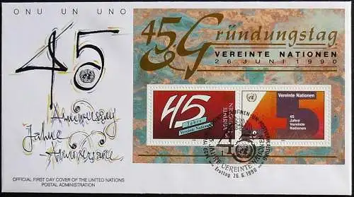 UNO WIEN 1990 Mi-Nr. Block 5 FDC