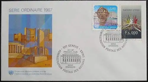 UNO GENF 1987 FDC Mi-Nr. 152/53