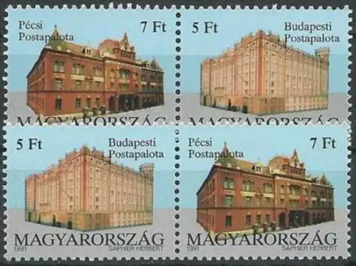 UNGARN 1991 Mi-Nr. 4131/32 und 4132/31 Zusammendruck ** MNH