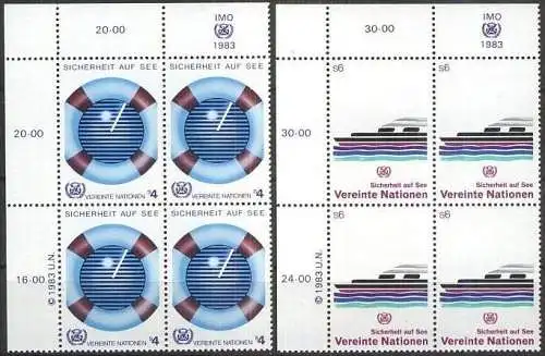 UNO WIEN 1983 Mi-Nr. 30/31 Eckrand-Viererblocks ** MNH