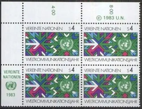 UNO WIEN 1983 Mi-Nr. 29 Eckrand-Viererblock ** MNH