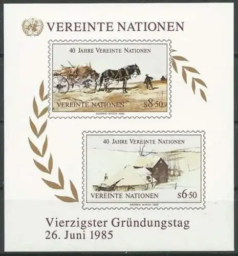 UNO WIEN 1985 Mi-Nr. Block 2 ** MNH